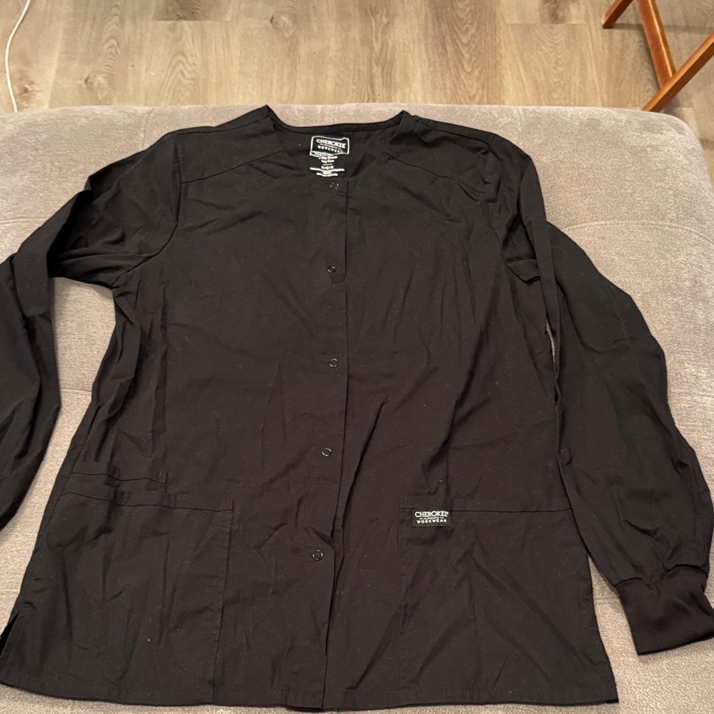Cherokee Black Long Sleeve Scrub Top